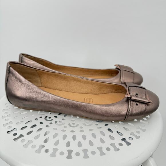 Naturalizer Bayberry ballet flats shoes rose gold leather buckle slip on size 7 - Picture 2 of 9